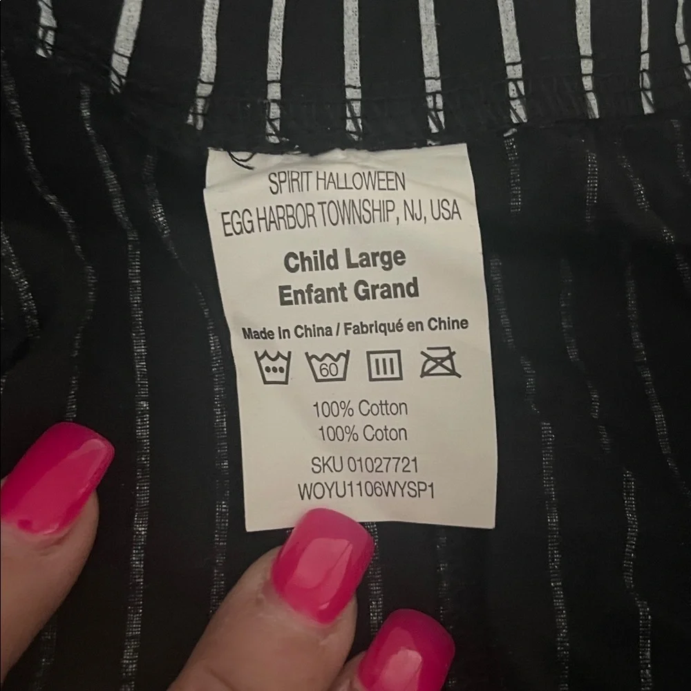 Jack Skellington withered Black and White Striped suit, child’s size Large